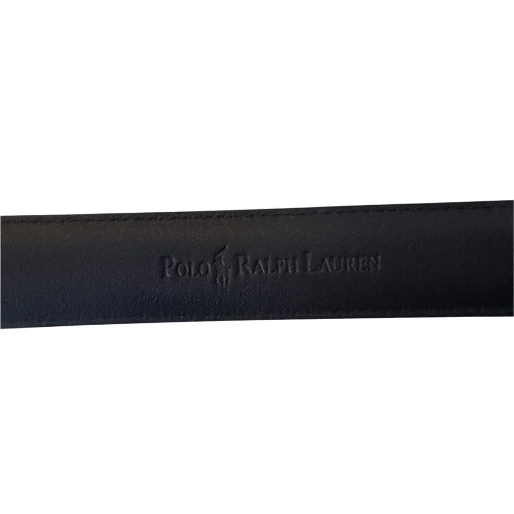 Polo Ralph Lauren Mens Black Leather Belt 42/105 With Silver Buckle